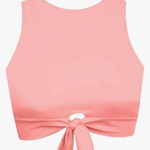 Pink Sleeveless Tie-Front Bikini Top